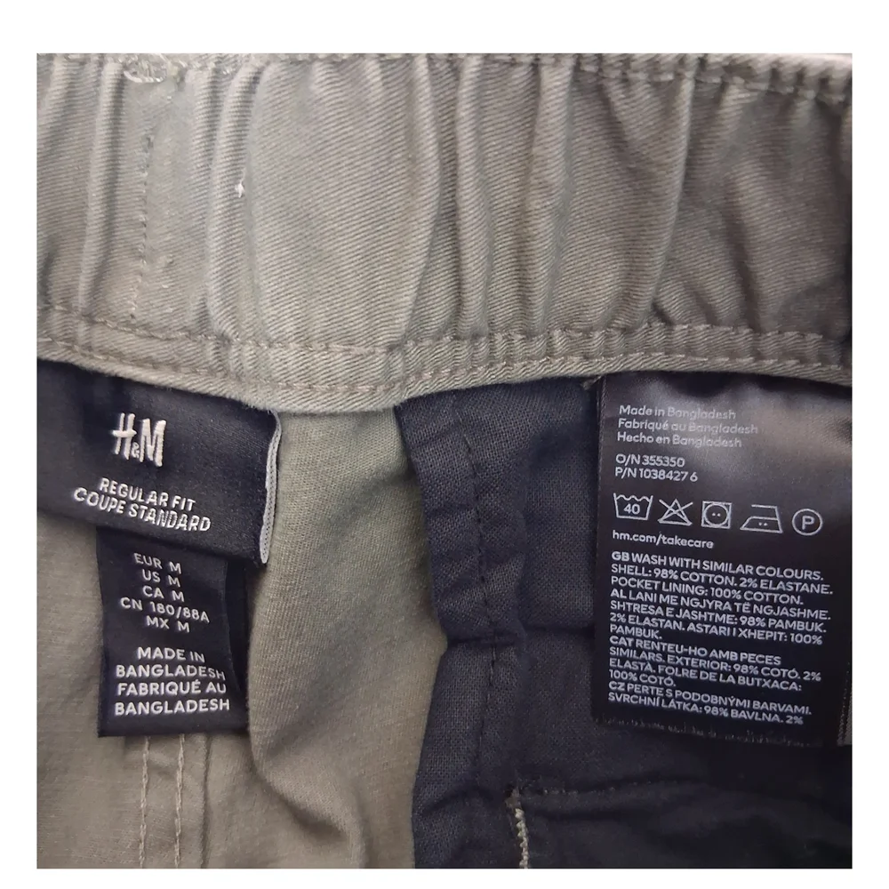 H&M Regular Fit Cargo Pants Mens Size Medium - Green